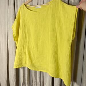 Bryn Walker Yellow Cotton Gauze Boxy Top Large Made in USA